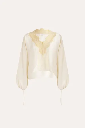 Nettie Silk & Lace Long Sleeve Top