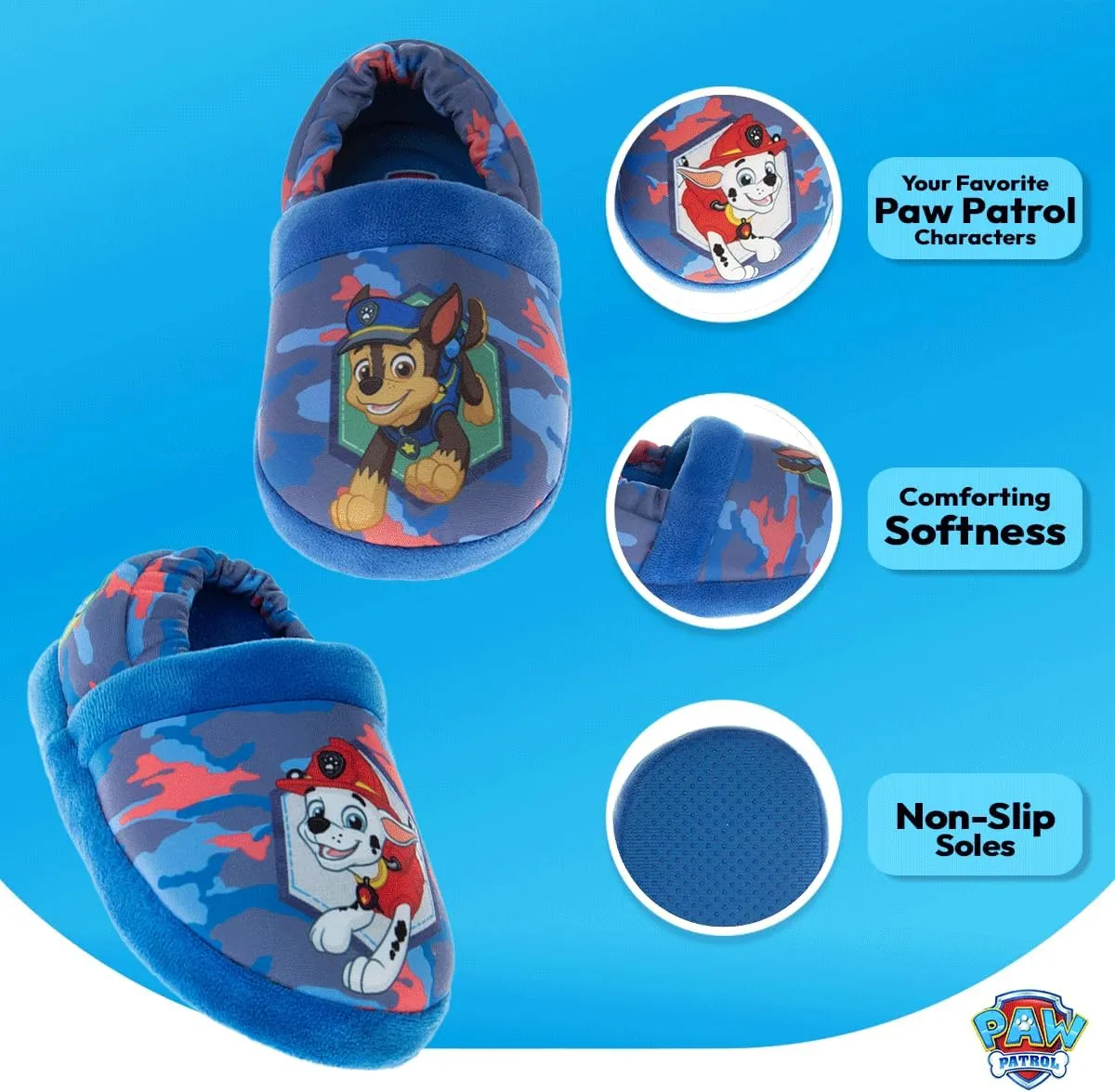 Nickelodeon Paw Patrol and Sponge Bob Squarepants - Toddler Boys Chase and Marshall House Shoes - Plush Lightweight Warm indoor Comfort Soft Aline House Slippers (Toddler/Little Kid/Big Kid)