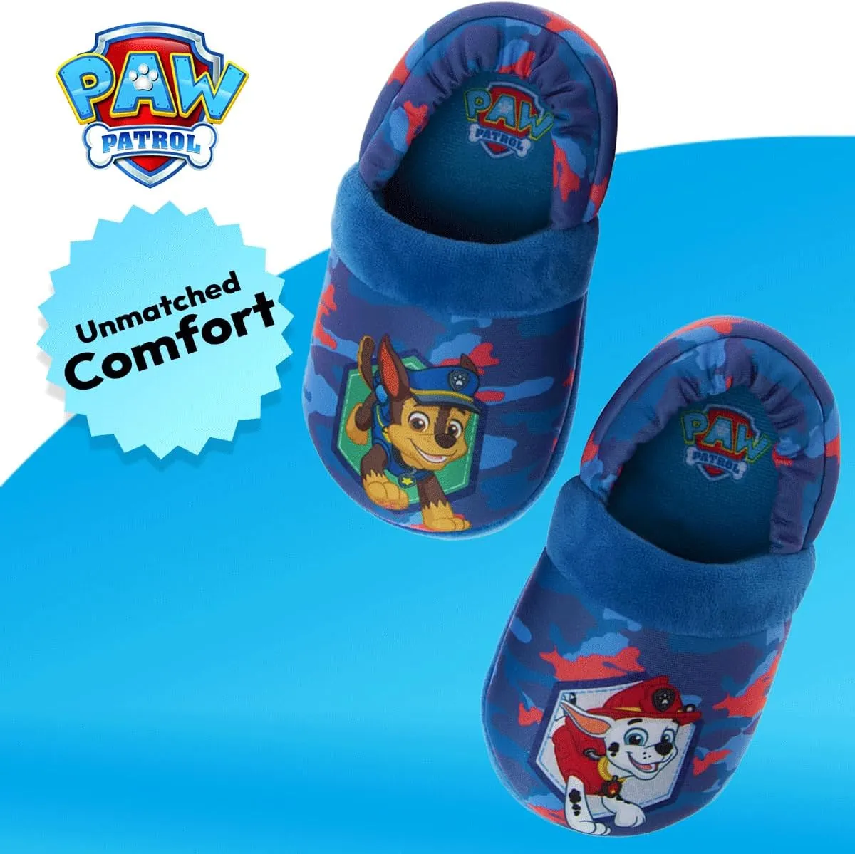 Nickelodeon Paw Patrol and Sponge Bob Squarepants - Toddler Boys Chase and Marshall House Shoes - Plush Lightweight Warm indoor Comfort Soft Aline House Slippers (Toddler/Little Kid/Big Kid)
