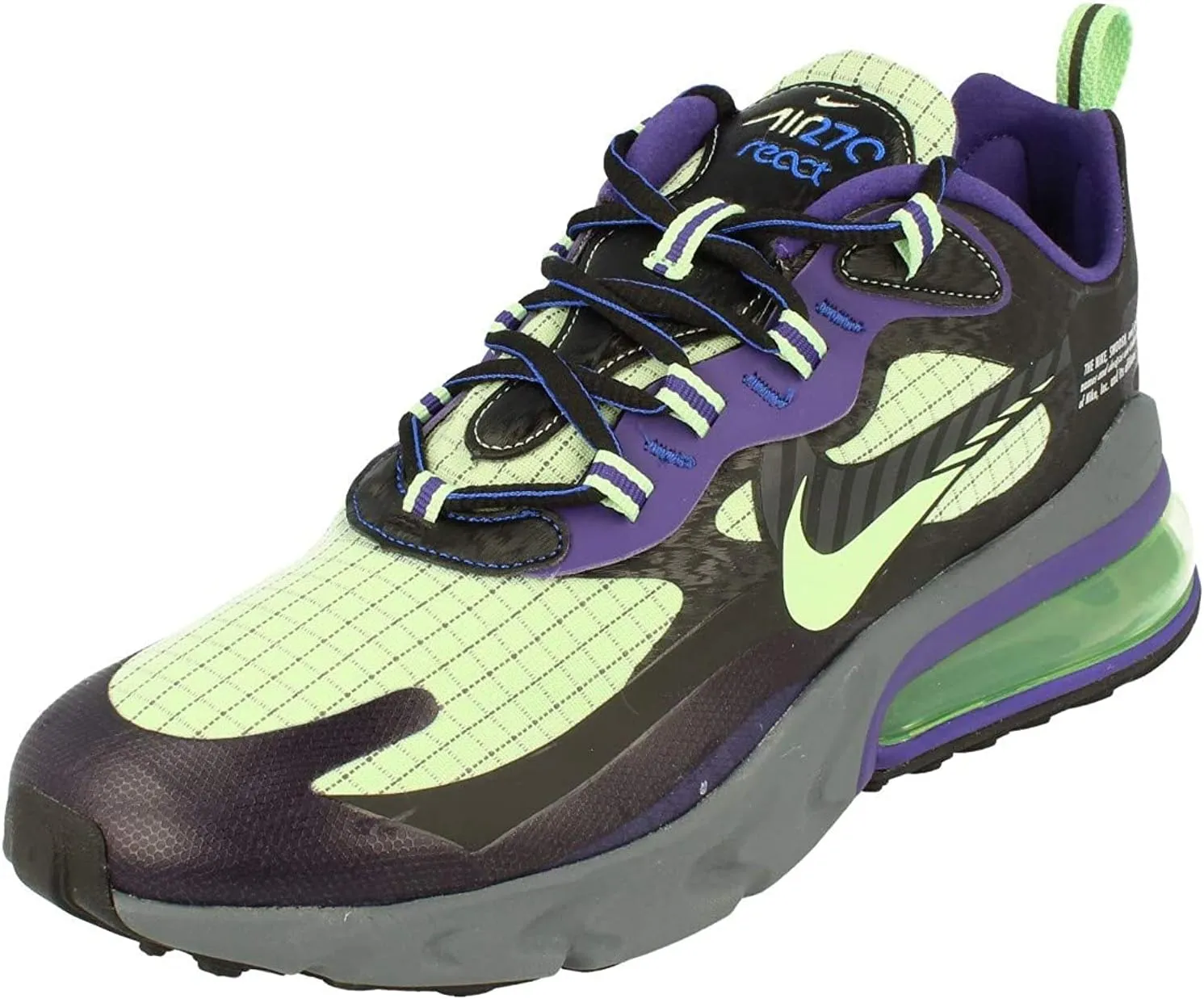 Nike Air Max 270 React Mens Running Trainers CT1617 Sneaker Shoes (UK 9 US 10 EU 44, Black Cool Grey Court Purple 001)
