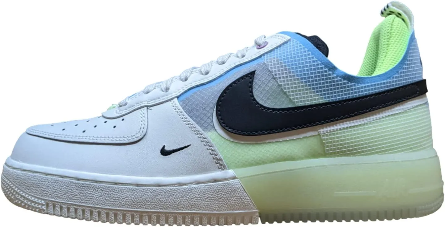 Nike Men's Air Force 1 React Sneaker, Sail/Black-Barely Volt, 10 M US