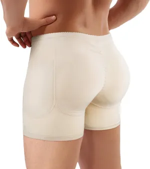 NonEcho Men Padded Underwear Briefs Boxers Men Butt Booster Hip Enhancer 4 Detachable Pads