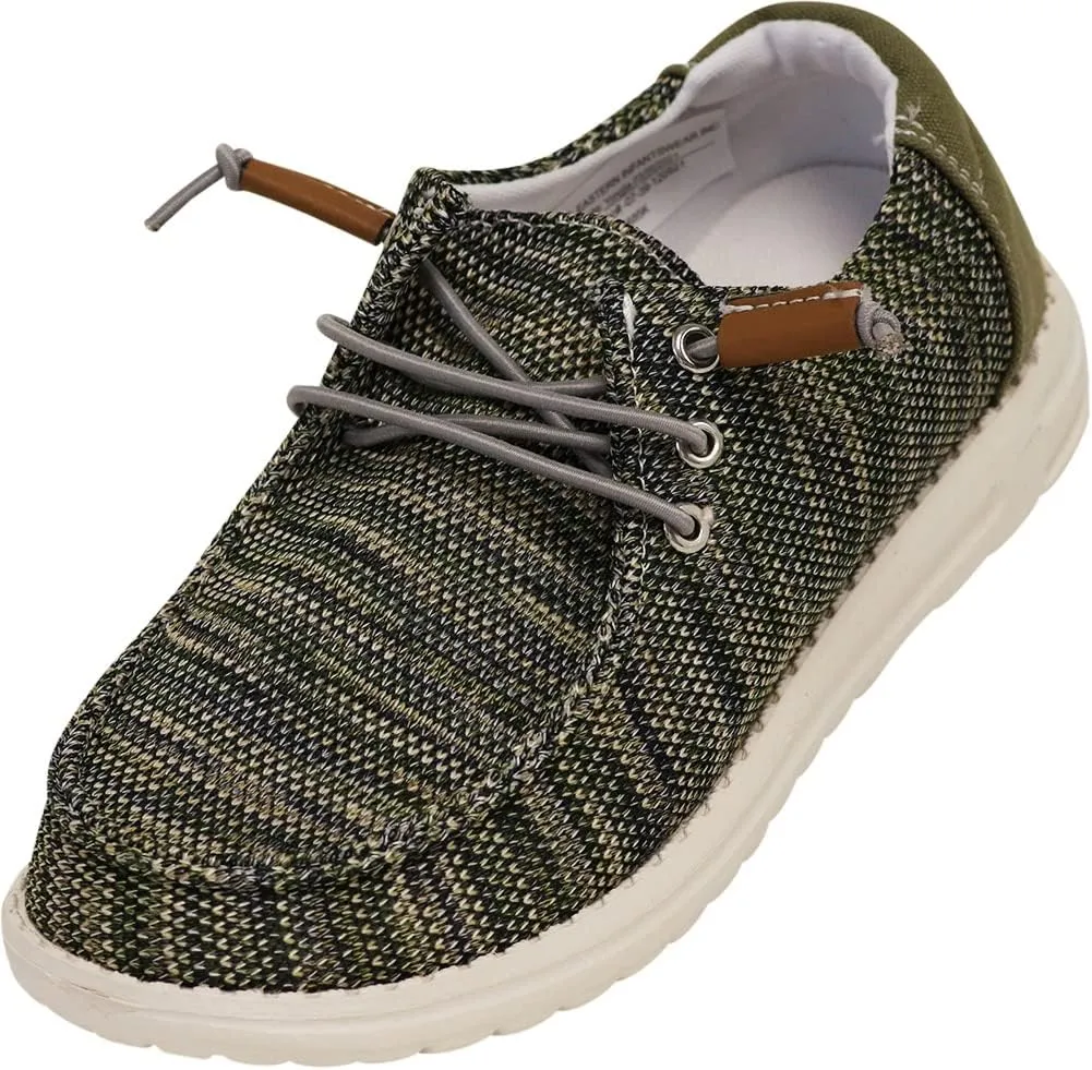 NORTY Unisex Kids Casual Boat Shoes - Slip-On Lace-Up Loafers for Boys and Girls - Lightweight Design