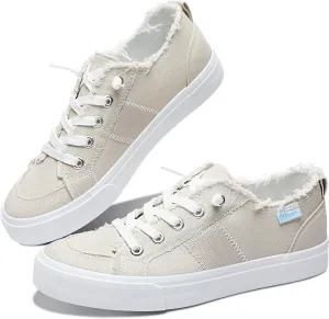 Obtaom Women's Play Fashion Sneaker White Color Washed and Leopard Canvas Slip on Shoes