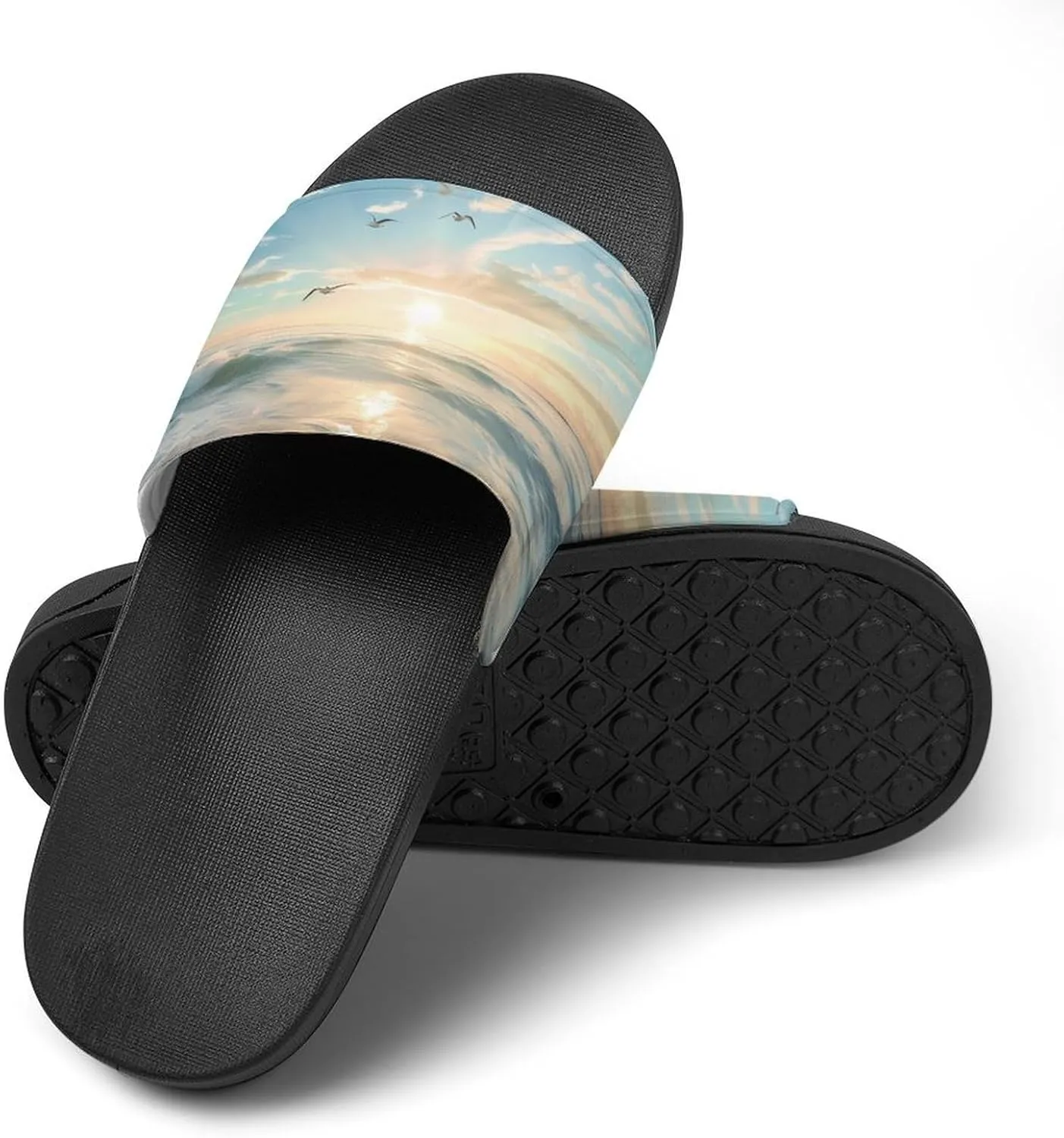 Ocean Beach Nauture Sunrise Coastal PVC Home Slippers Non-Slip Shower Shoes Casual Bathroom Slippers for Women Men