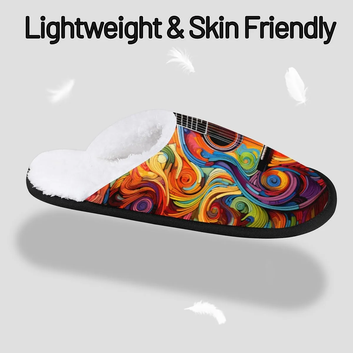 Oil Painting Cello Women's House Slippers Cool Music Slip-on Fuzzy Memory Foam Slippers Anti Skid Indoor Warm Home Shoes