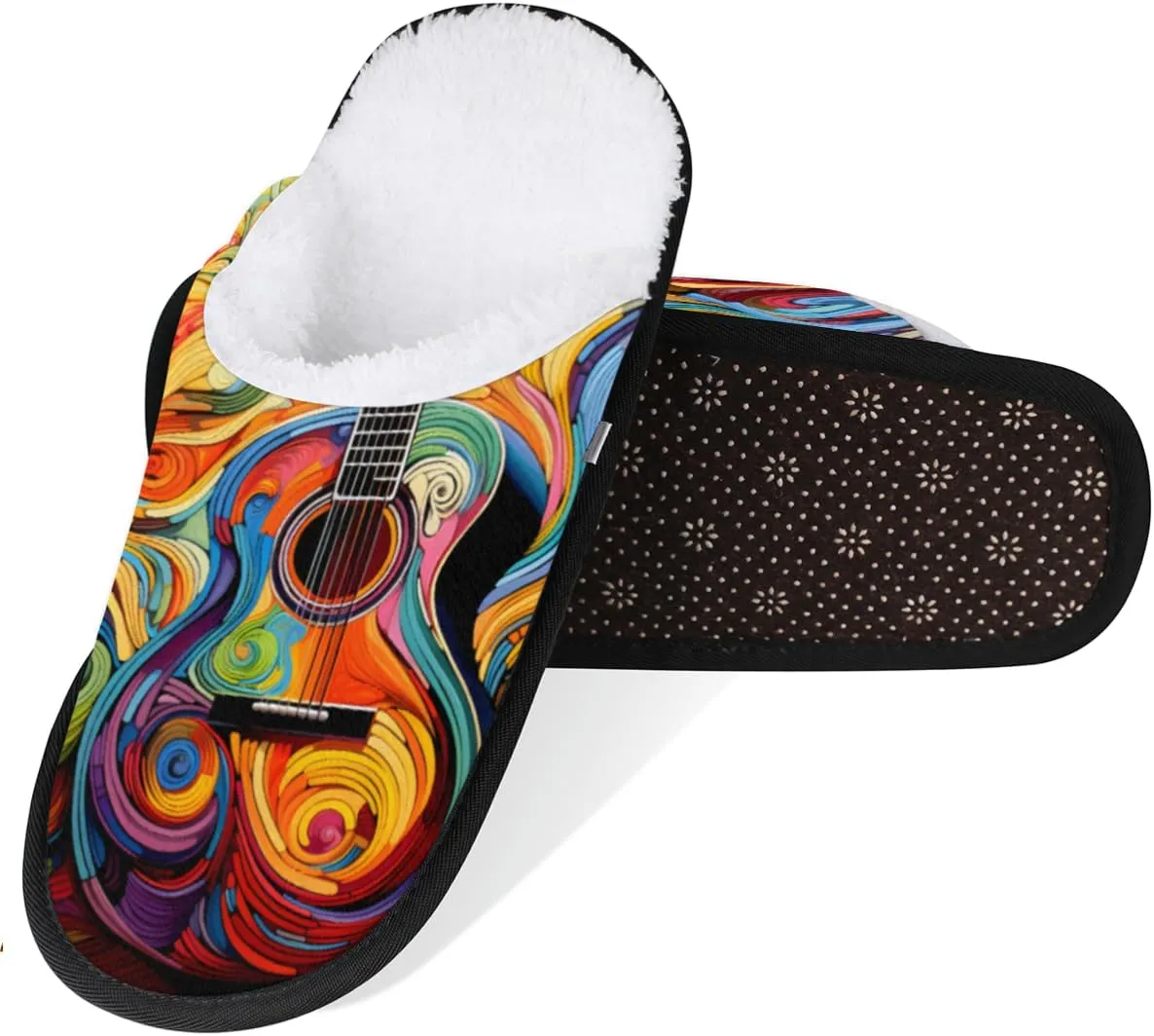 Oil Painting Cello Women's House Slippers Cool Music Slip-on Fuzzy Memory Foam Slippers Anti Skid Indoor Warm Home Shoes