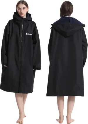 Oksun Oversized Waterproof Swim Parka: Windproof Warm Swimming Coat - Water Resistant Jacket - Thin Fleece Lined Surf Poncho