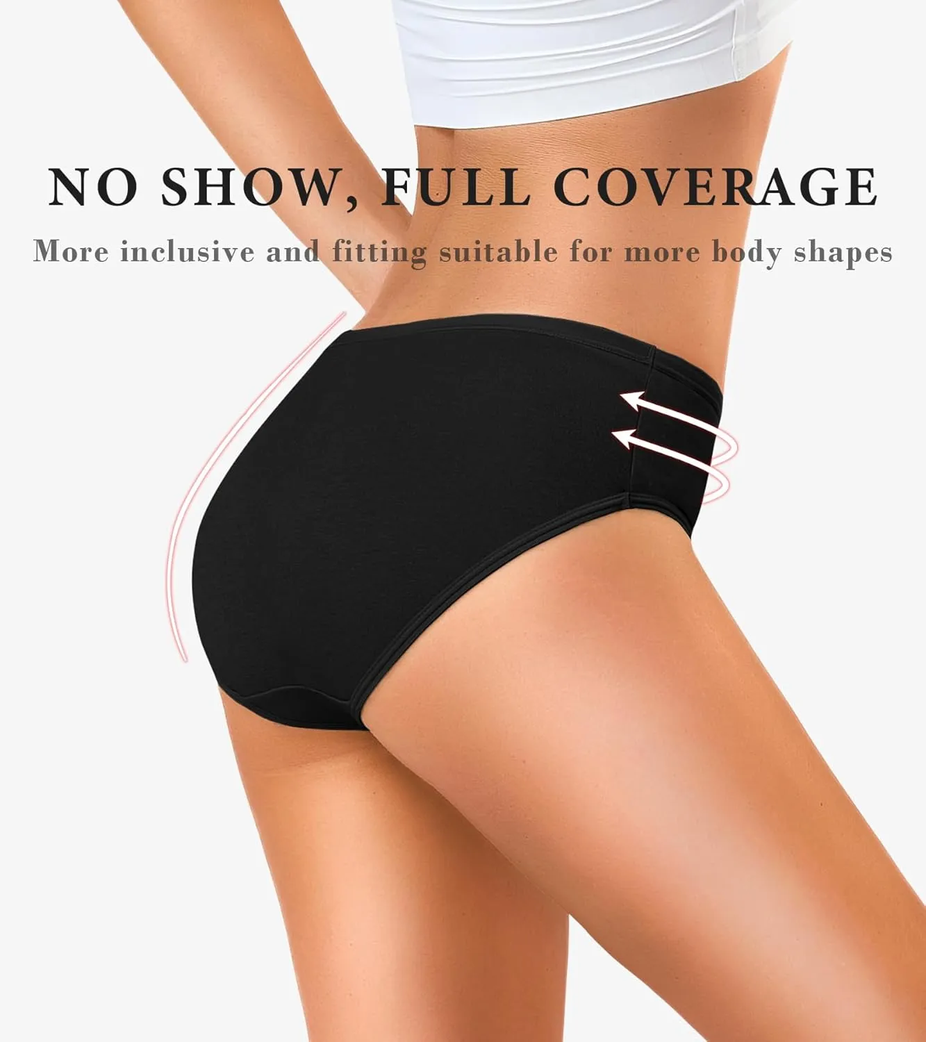 OLIKEME Womens Underwear Cotton Hipster Panties Low Rise No Show Briefs Soft Stretch Breathable Ladies Panties 6 Pack