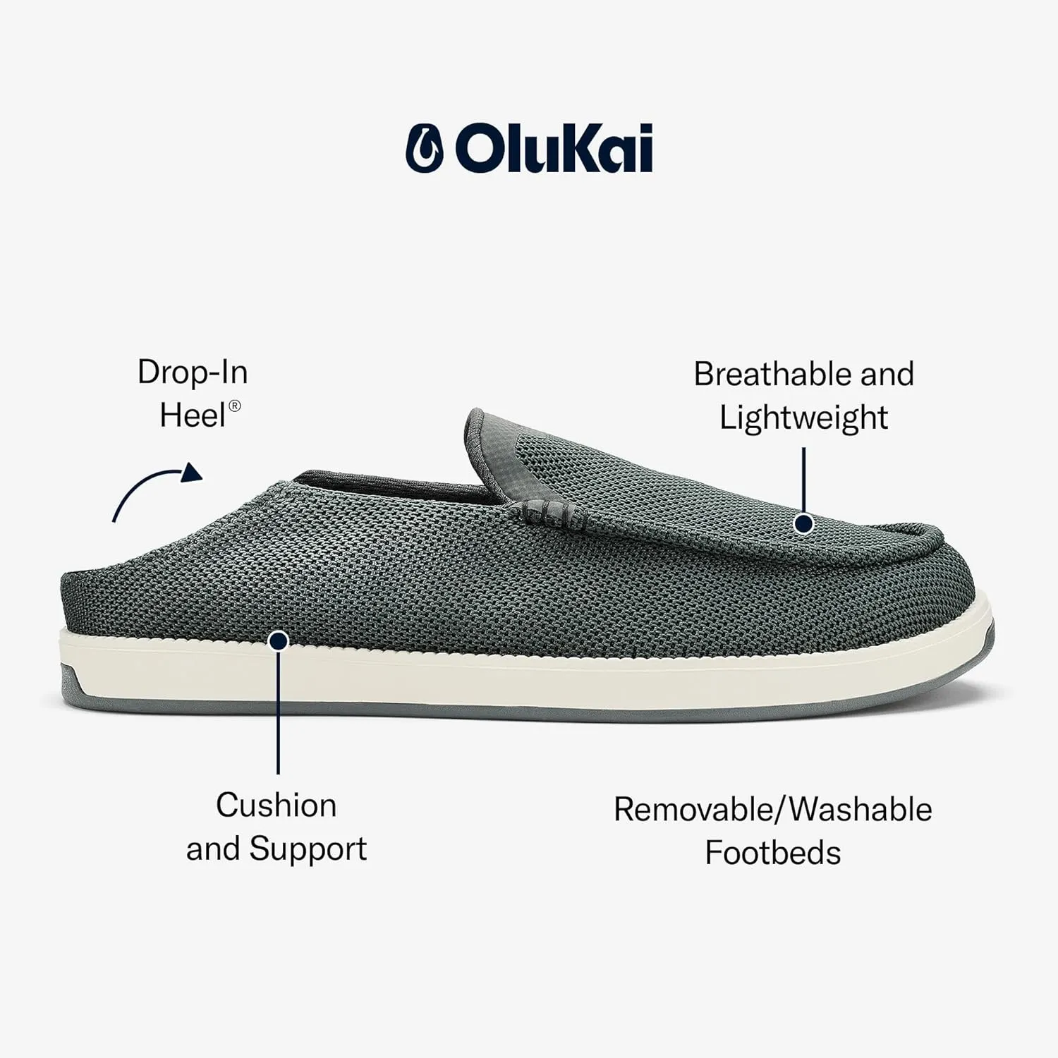 OLUKAI Kakaha Mesh Men's Mesh Slip-On Shoes, Lightweight & Versatile Everyday Shoe, All-Day Wear & Comfortable Fit