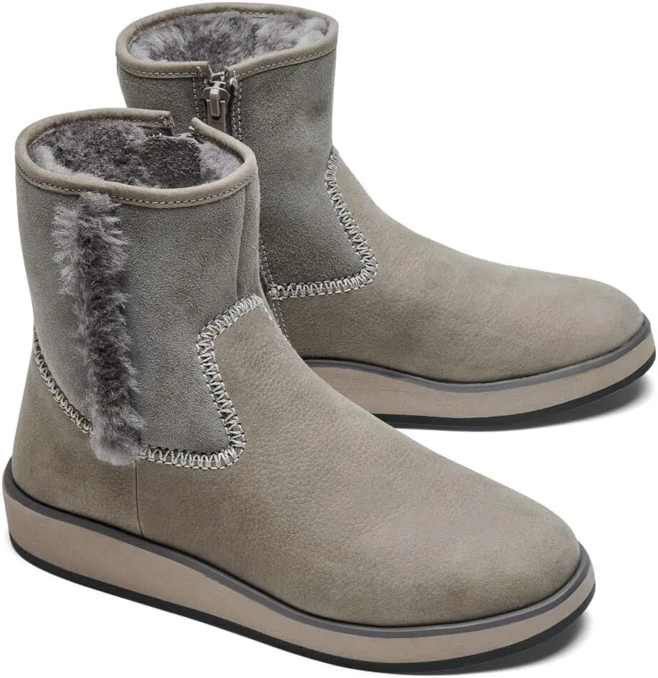 OLUKAI Pa'ina Hulu Women's Winter Boot, Soft Waterproof Leather & Wet Grip Sole, Medial Side Zipper for Easy Slip-On, Comfortable & Cute Style