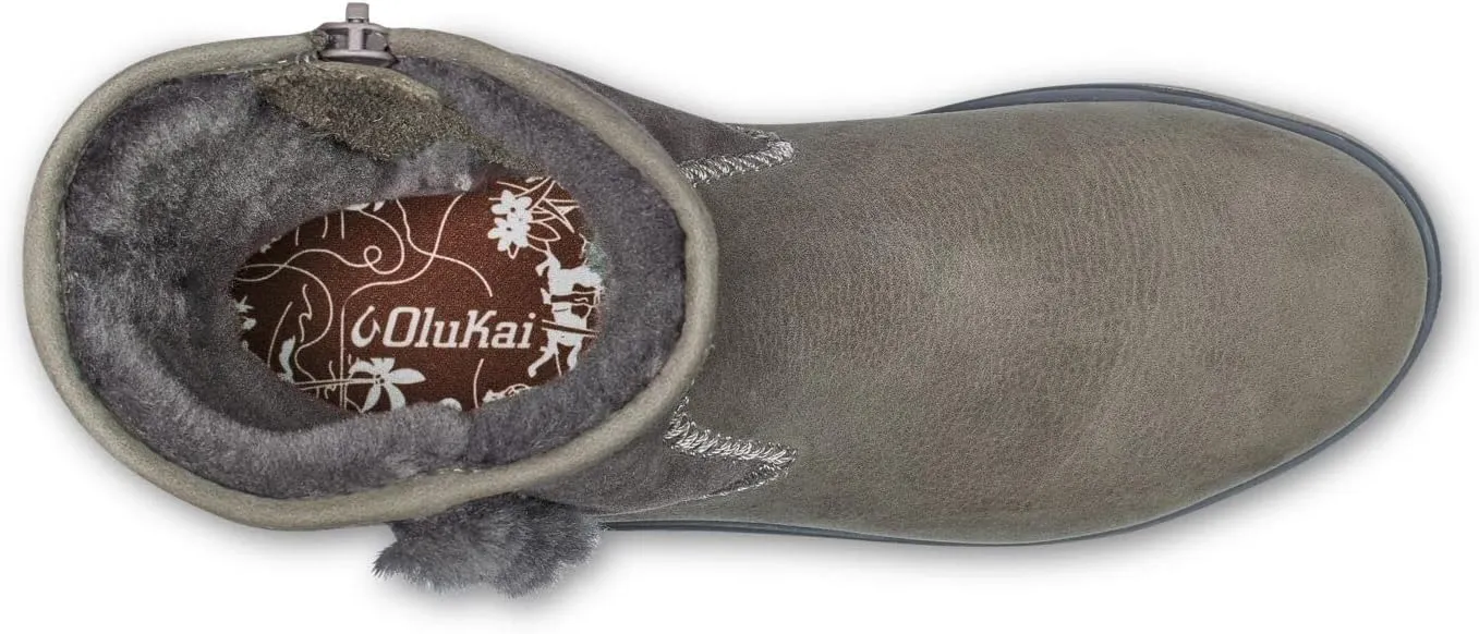 OLUKAI Pa'ina Hulu Women's Winter Boot, Soft Waterproof Leather & Wet Grip Sole, Medial Side Zipper for Easy Slip-On, Comfortable & Cute Style