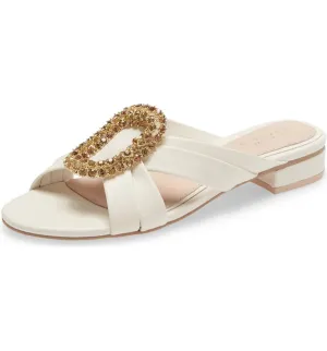 On White Embellished Mule New Sandal Special discount Cecelia York Slip Slide Paradise Alabaster Refined