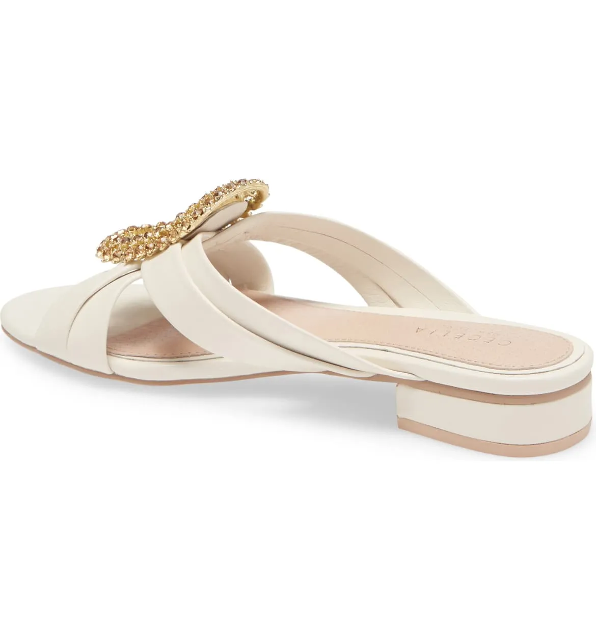 On White Embellished Mule New Sandal Special discount Cecelia York Slip Slide Paradise Alabaster Refined