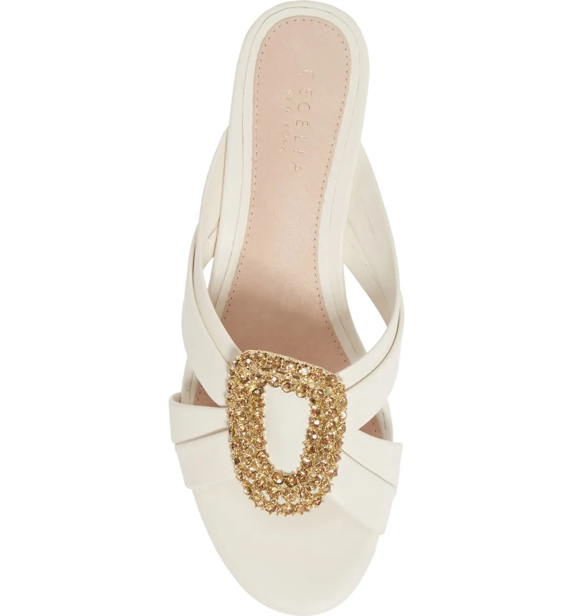 On White Embellished Mule New Sandal Special discount Cecelia York Slip Slide Paradise Alabaster Refined