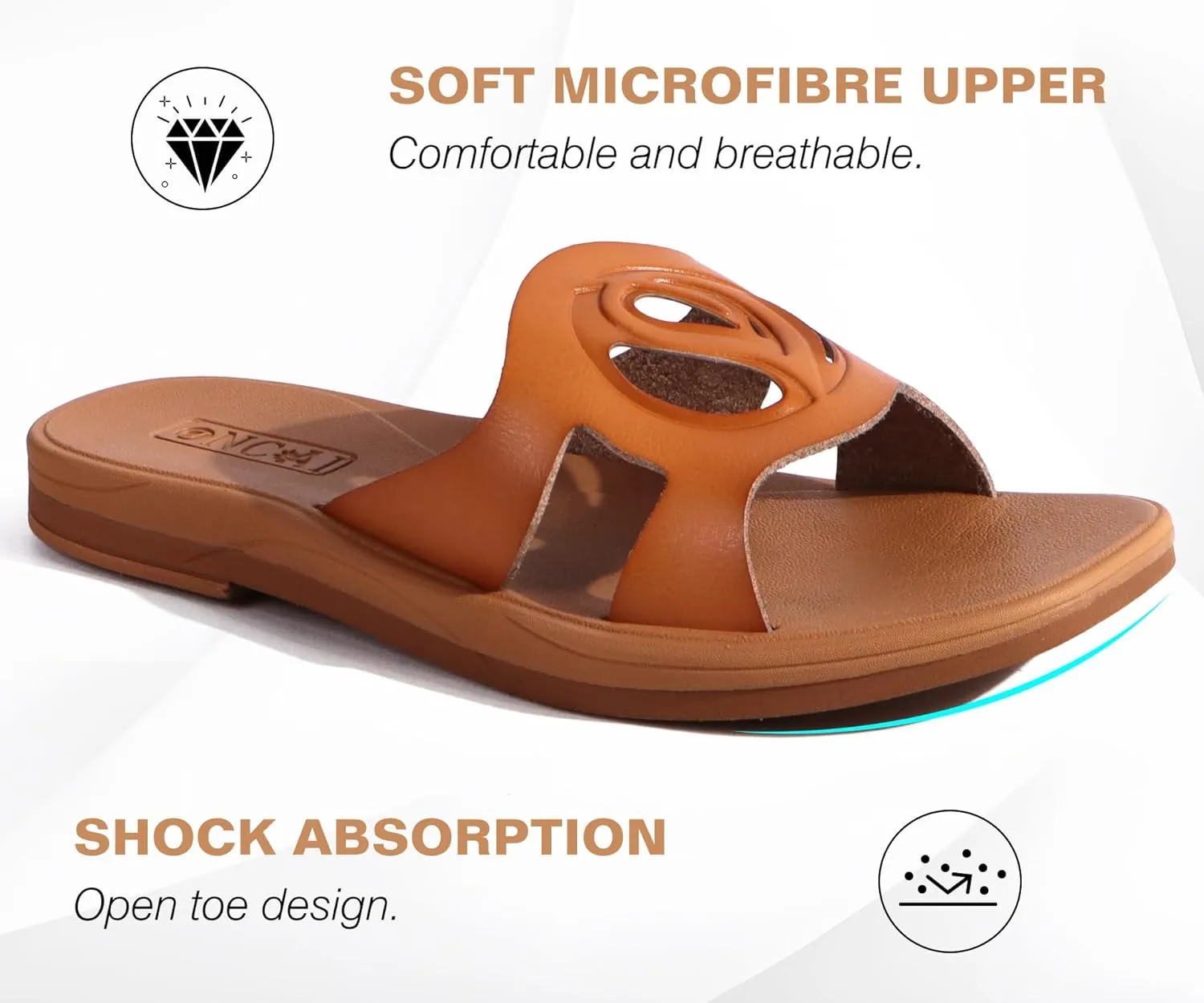 ONCAI Women's Flat Sandals Fashion Square Open Toe Slide Dressy Sandals for Woman Soft Cushion Vegan Comfortable Summer Slip On Casual Walking Outdoor Ladies Sandal Non Slip Rubber Sole Size 6-11 US
