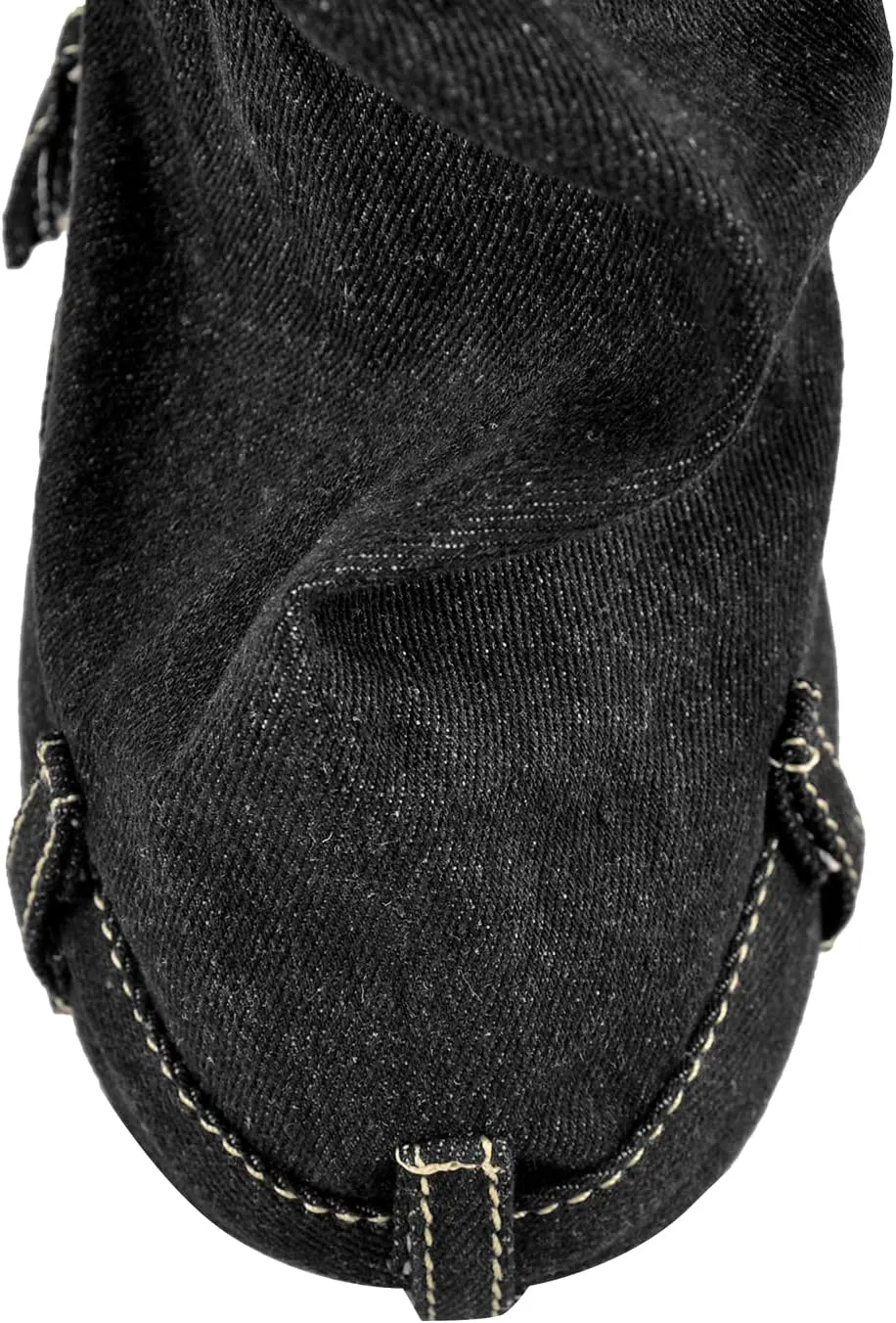 onlymaker Denim Canvas Wedge Platform Calf Boots Round Toe Pull-up Padlock Fold over Booties