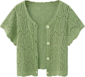 Open Front Summer Cotton Thin Cardigans for Women Lightweight Cropped Cardigan Sweaters for Women