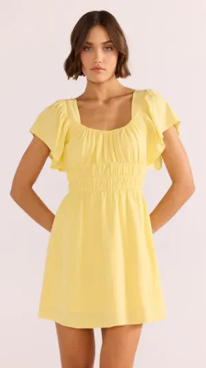 Ophelia Flutter Mini Dress Lemon