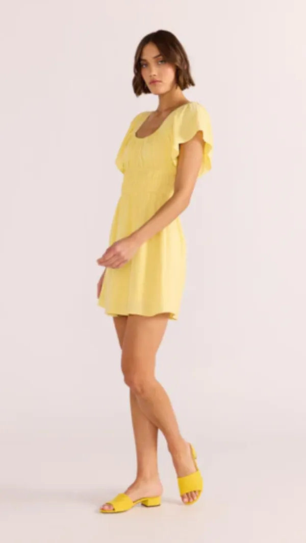 Ophelia Flutter Mini Dress Lemon