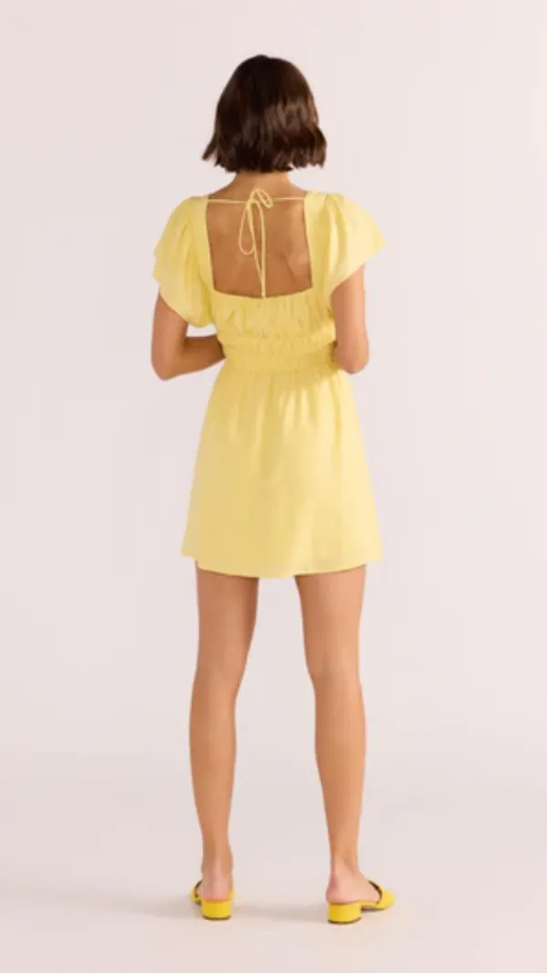 Ophelia Flutter Mini Dress Lemon