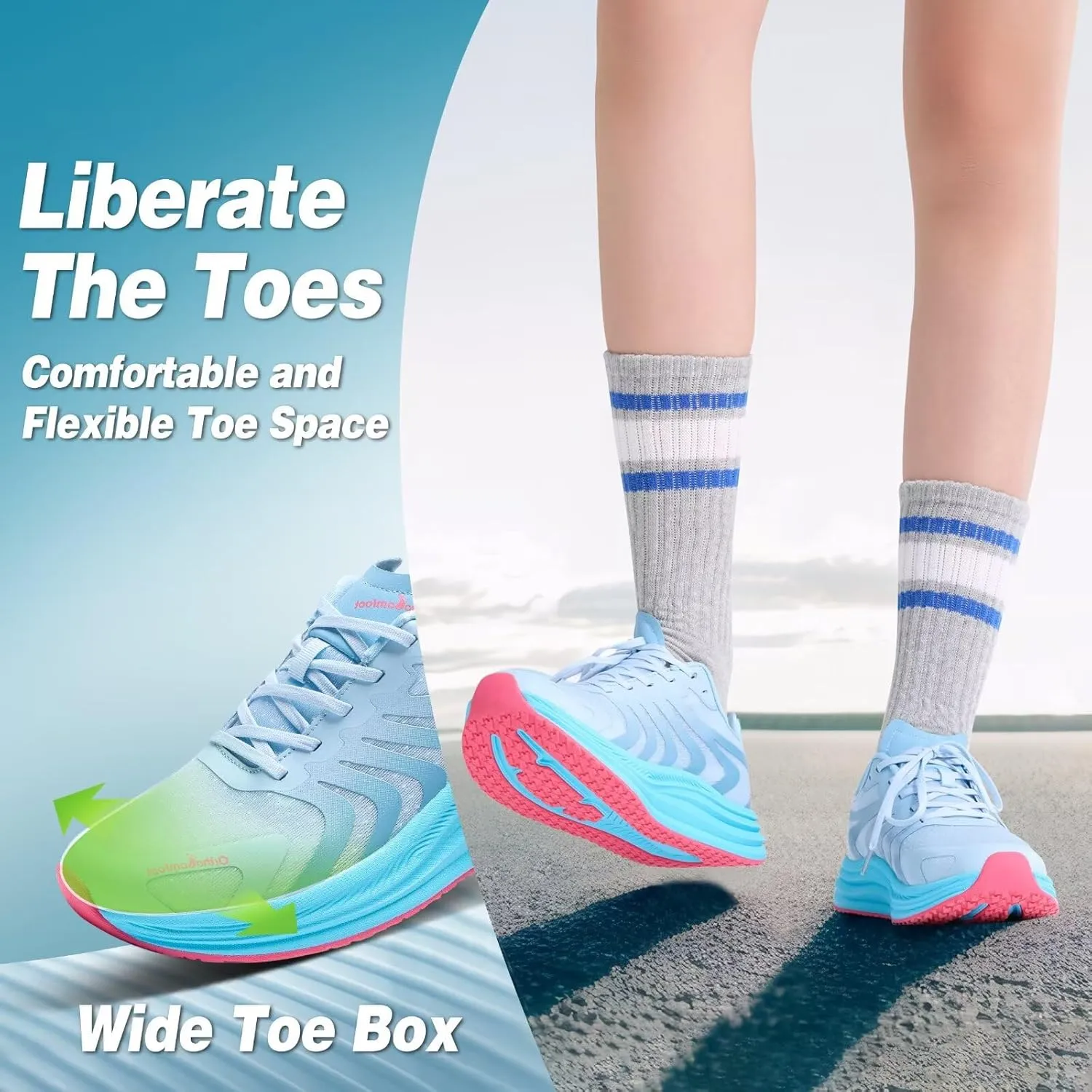 Orthopedic Road Running Shoes for Womens, Comfortable Casual Arch Support Plantar Fasciitis Flat Feet Tennis Walking Shoes, Orthotic Supportive Athletic Sports Sneakers for Foot Heel Pain Relief