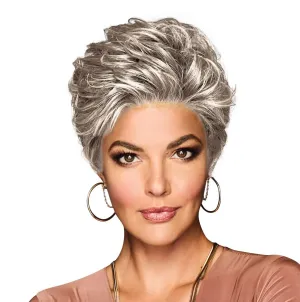OUT THE DOOR Short And Sassy Boy Cut Wig, Shake and Go Style Designer Series by Hairuwear, Average Cap Size, GF56-60 Silver