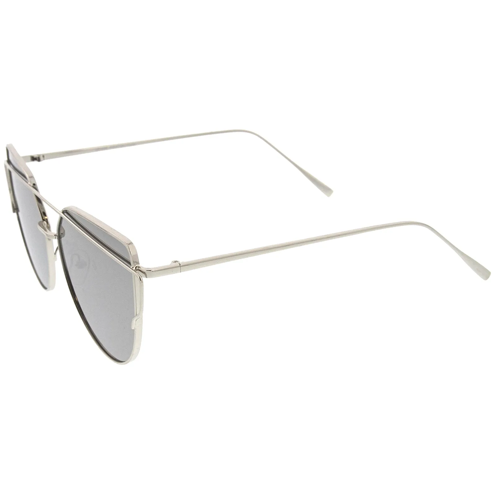 Oversize Thin Cross Brow Mirrored Flat Lens Sunglasses A545