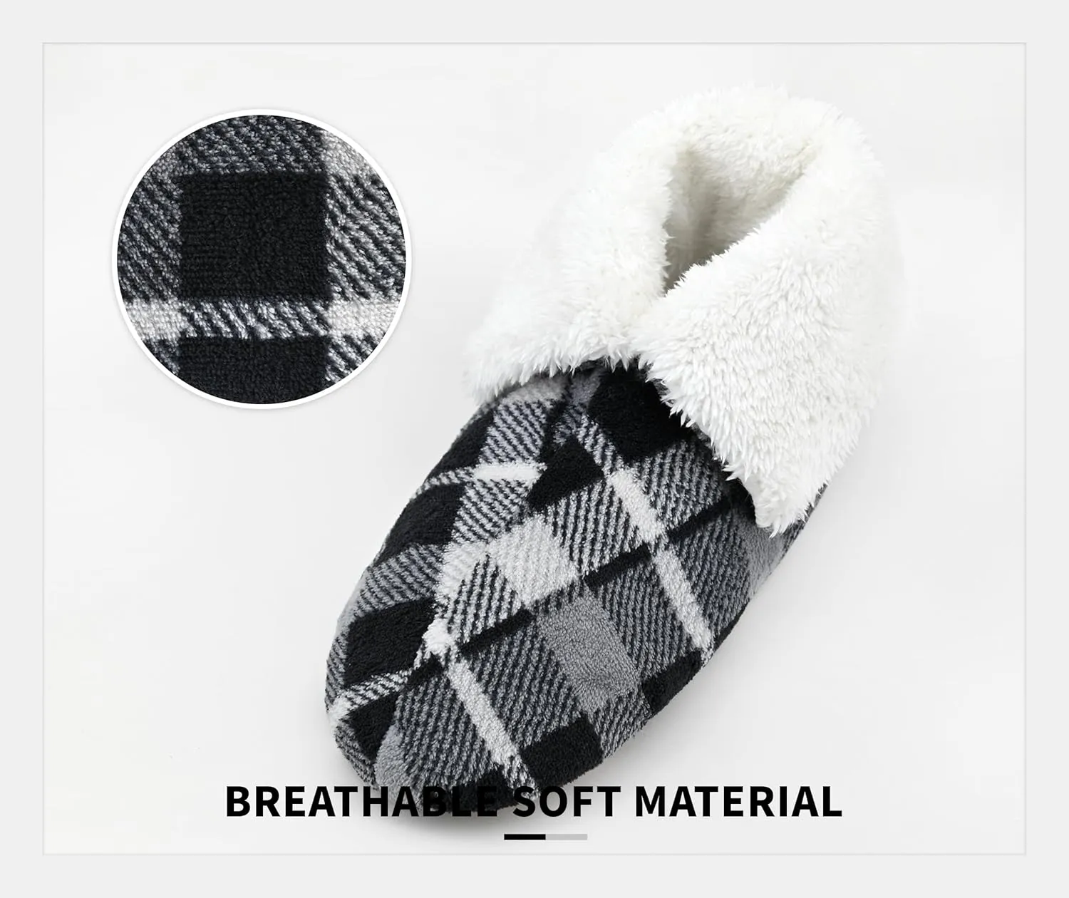 Panda Bros Men's Slipper Socks, Winter Non-Skid Warm Slipper Booties, Cozy Soft Indoor Socks with Fluffy Sherpa Lined
