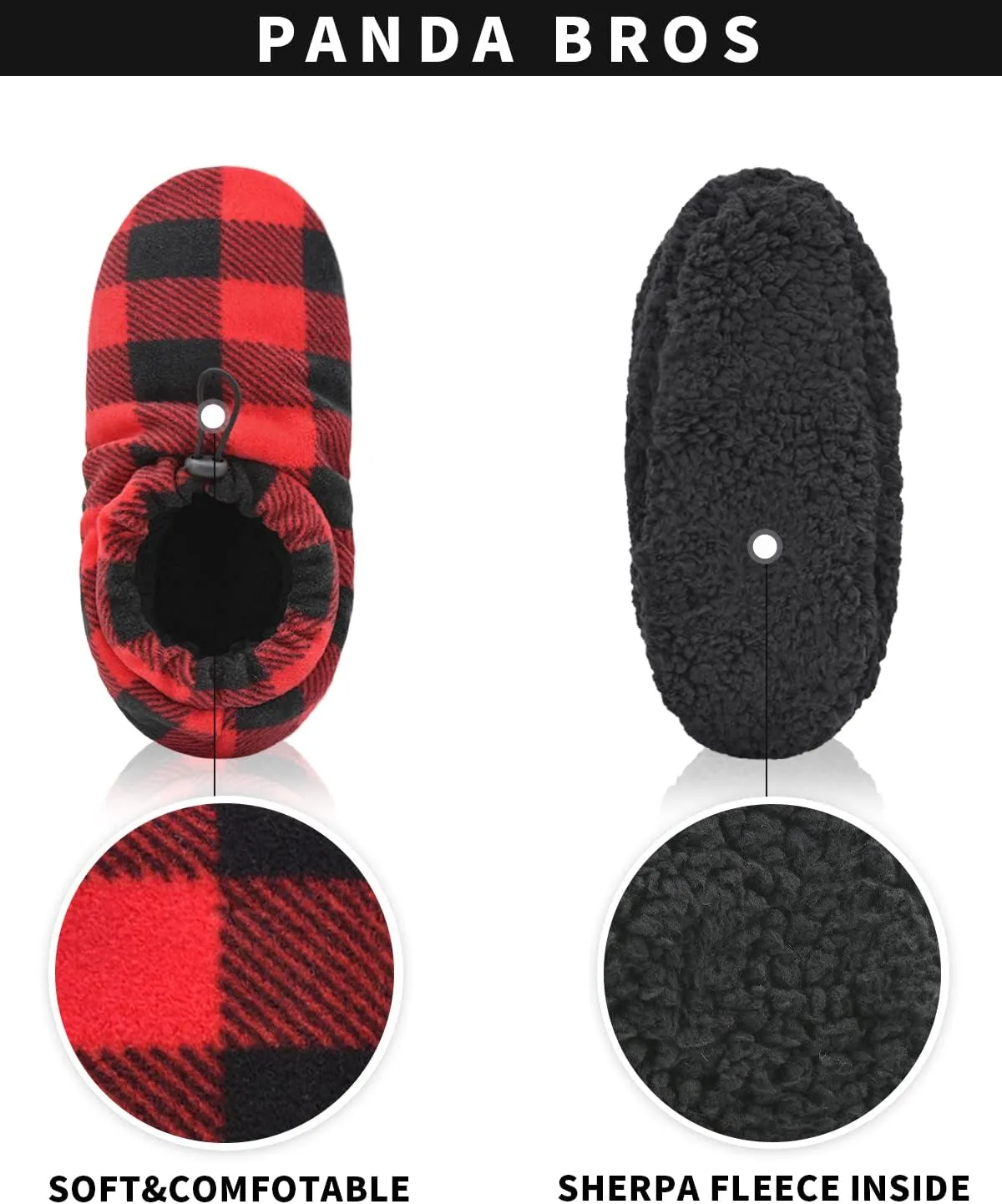 Panda Bros Mens Slipper Socks With Non Skid Bottoms, Warm Slipper Socks With Grippers For Men, Fuzzy House Slippers
