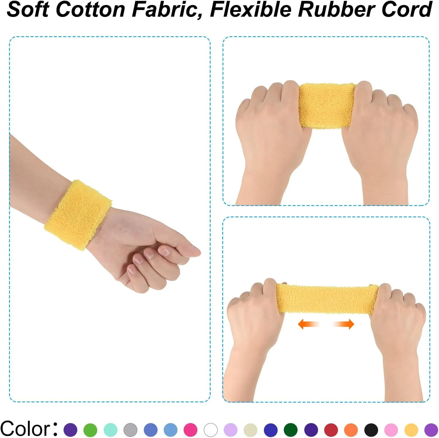PATIKIL Sports Wristbands Cotton Terry Cloth Absorbent Sweatband for Tennis Basketball Working Out Athletic