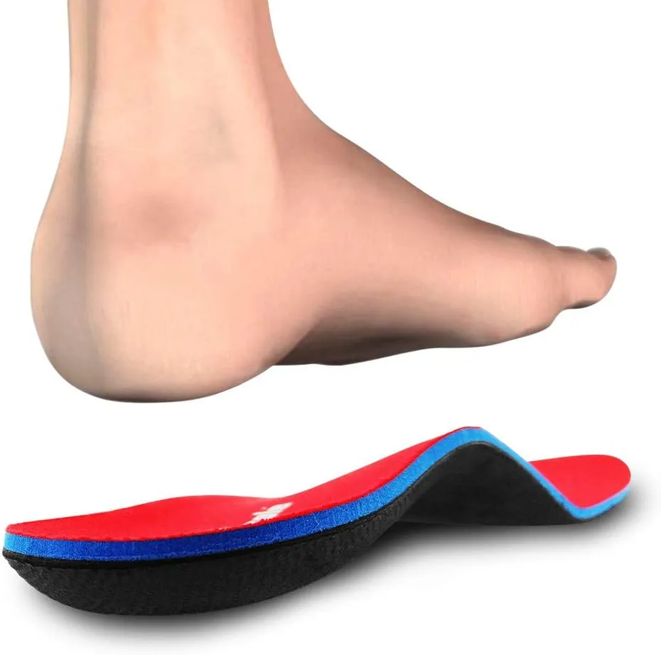 PCSsole Orthotic Arch Support Shoe Inserts Insoles for Flat Feet,Feet Pain,Plantar Fasciitis,Insoles for Men and Women Red