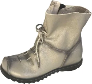 pearlzone Women’s Genuine Leather Casual Soft Flat Boots,Renaissance Natural Leather Handmade Historical Shoes