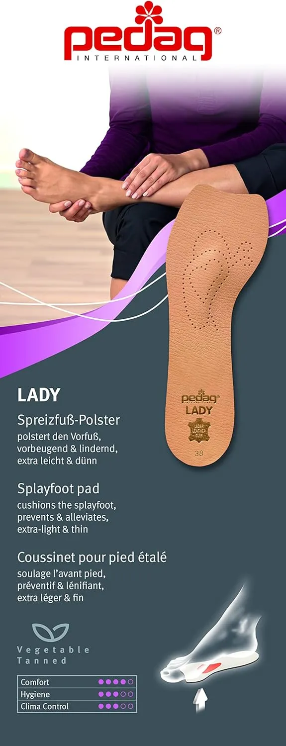 Pedag 121 Lady 3/4 Ultra Thin Leather Self Adhesive Insole for All Heels, Tan, Women's 7