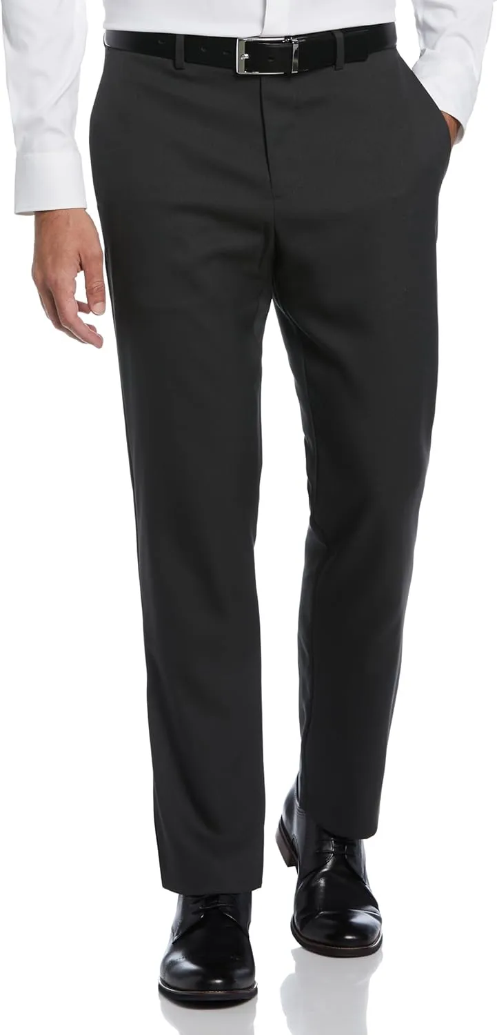 Perry Ellis Portfolio Modern Fit Twill Men's Dress Pants, Flat Front, Stretch Fabric, Soft and Durable, Straight Leg