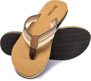 Pevino Women's Orthotic Flip Flops,Casual Comfortable Yoga Mat Thong Sandal with Arch Support
