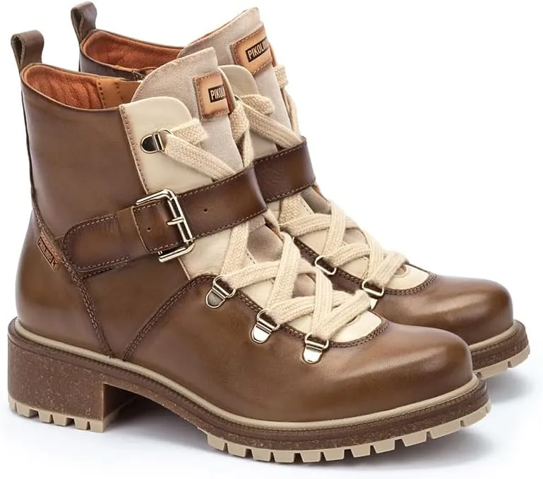 PIKOLINOS Flat Ankle Boots Leather Aspe for Woman