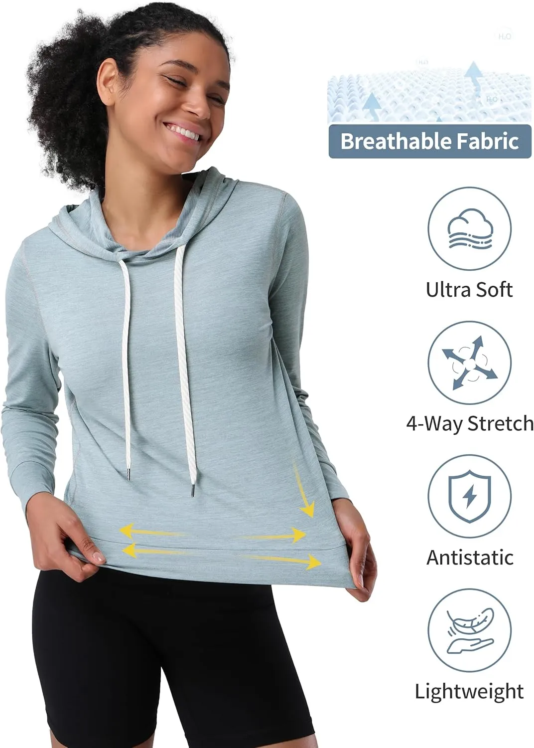 Pioneer Camp Women's Lightweight Hoodies Pullover Thin Soft Gym Hooded Sweatshirt Workout Athletic Running Yoga Casual Tops