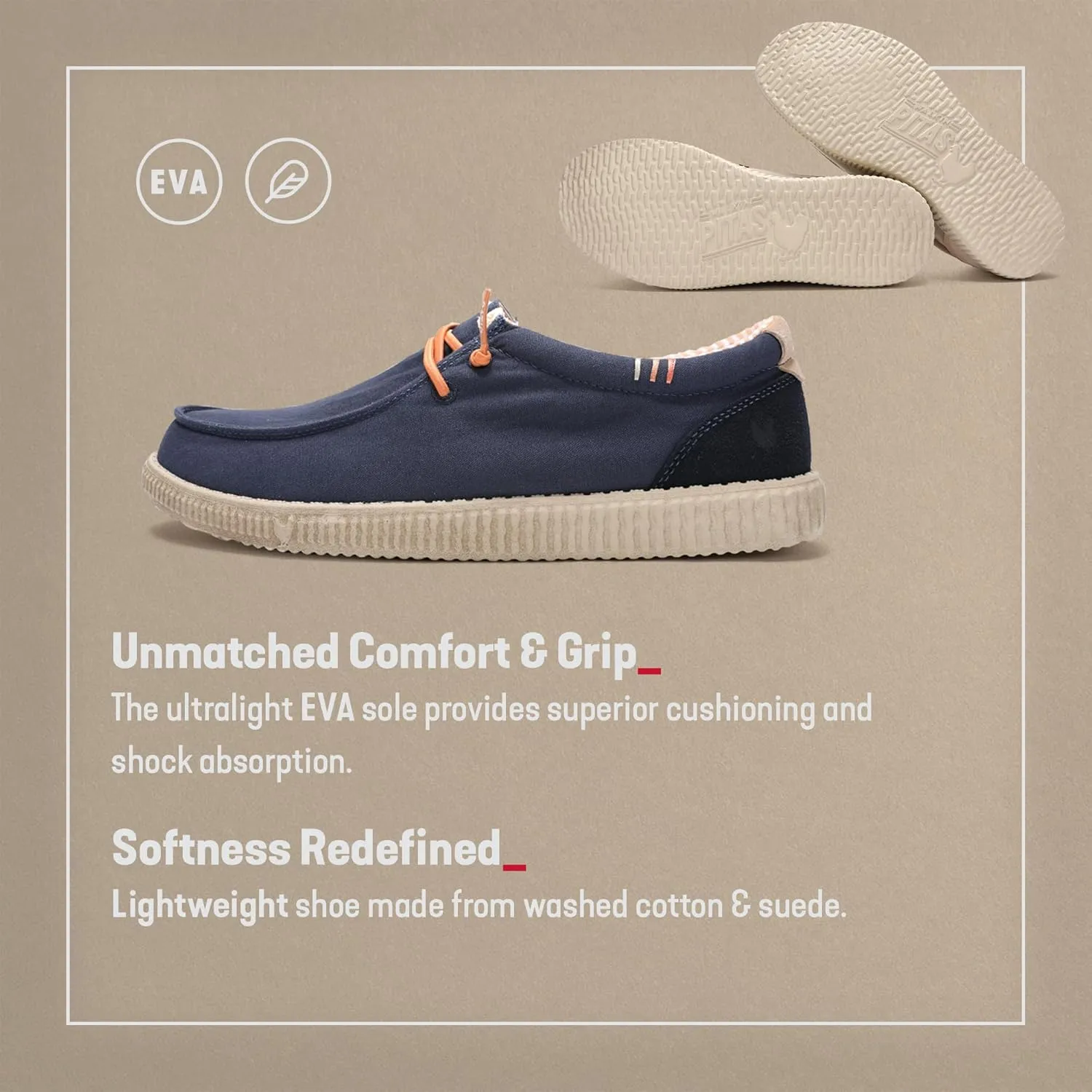 PITAS Ledro Men’s Casual Loafers | Cotton & Suede Upper | Lightweight & Comfortable Slip-On Shoes for Men | Dark Blue