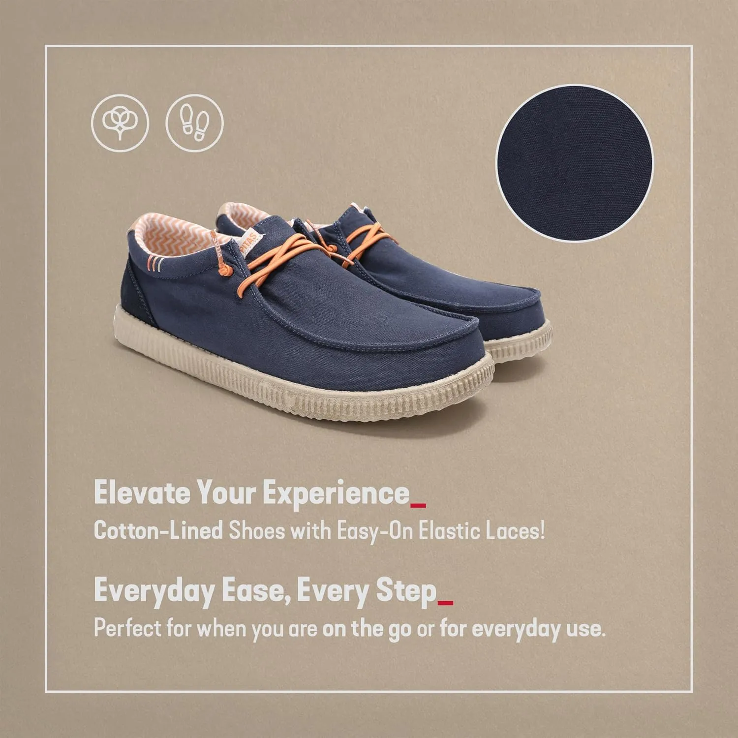 PITAS Ledro Men’s Casual Loafers | Cotton & Suede Upper | Lightweight & Comfortable Slip-On Shoes for Men | Dark Blue