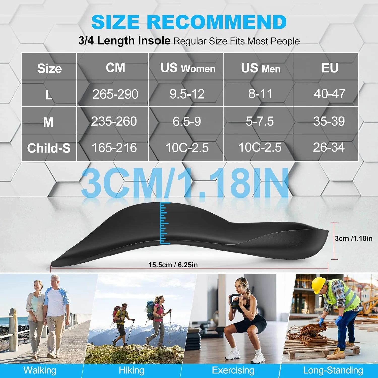 Plantar Fasciitis Relief Arch Support Inserts Flat Feet Orthotics 3/4 Length Thin Shoe Inserts Women Men for Foot Pain Relief, X/O Legs Correction Comfy Foot Care