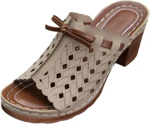 Platform Heels for Women Open Toe Mules Vintage Wide Width Mules Chunky Heels Comfort Slip On Shoes Mule Shoe