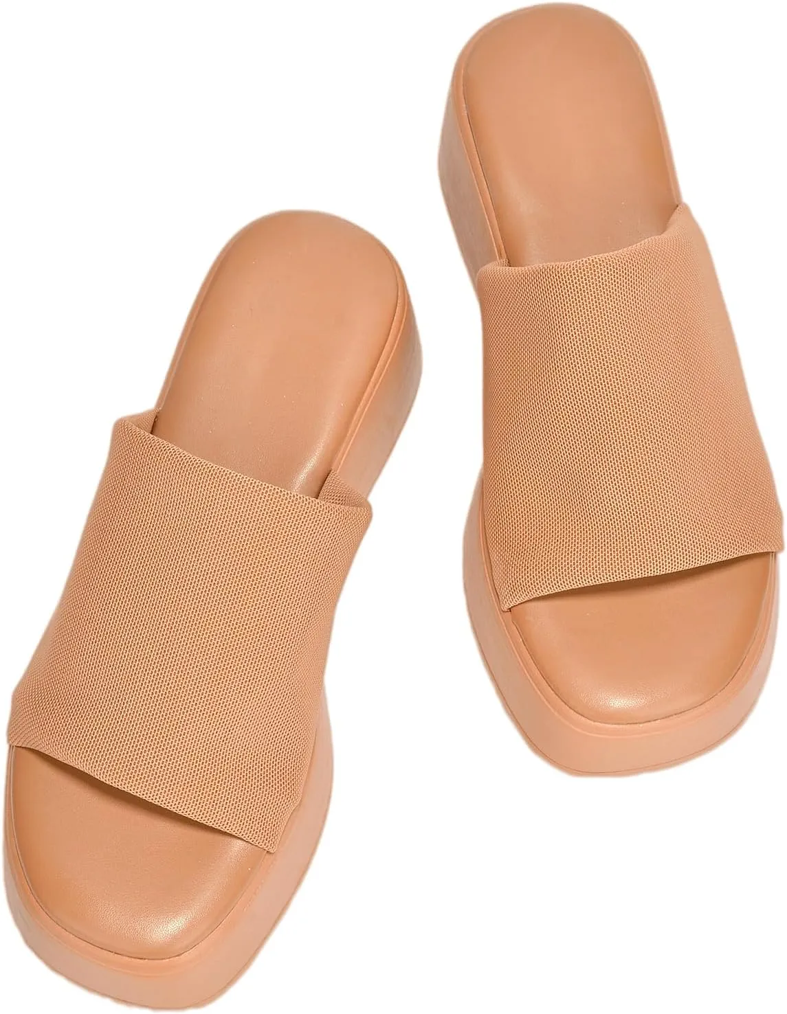 Platform Sandals Women Wedges Slides Chunky Heels Wedge Sandals Fabric Mule Fitted Cloud Lightweight Shoes Slipper  Memory Foam