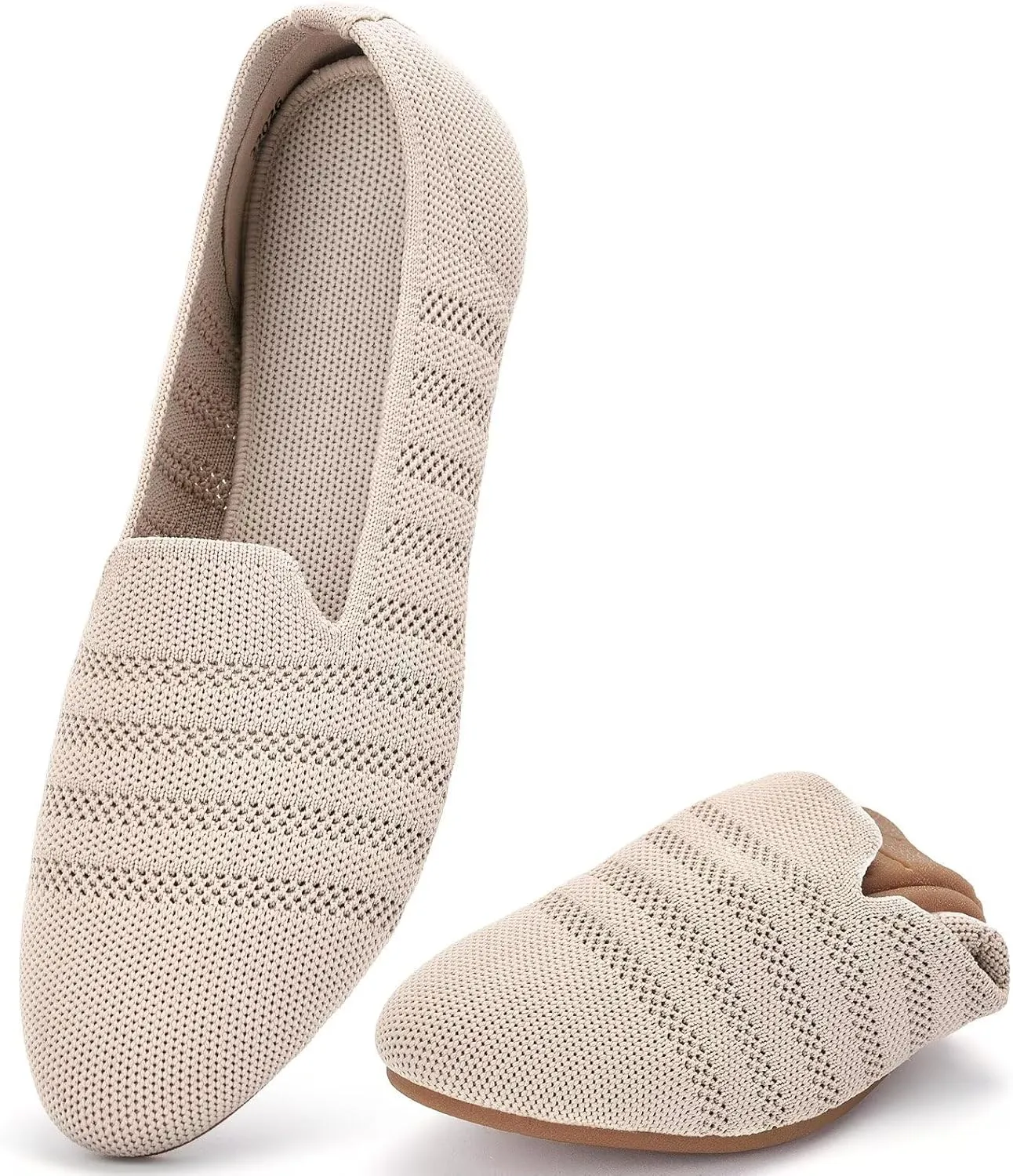 poemlady Women’s Ballet Flat Dress Knit Round Toe Slip On Ballerina Walking Shoes for Womam Casual Comfort Soft 22002