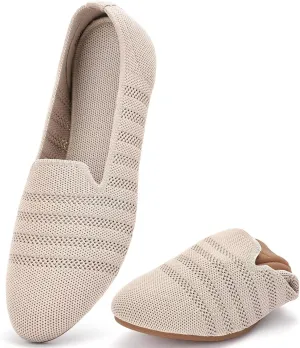 poemlady Women’s Ballet Flat Dress Knit Round Toe Slip On Ballerina Walking Shoes for Womam Casual Comfort Soft 22002