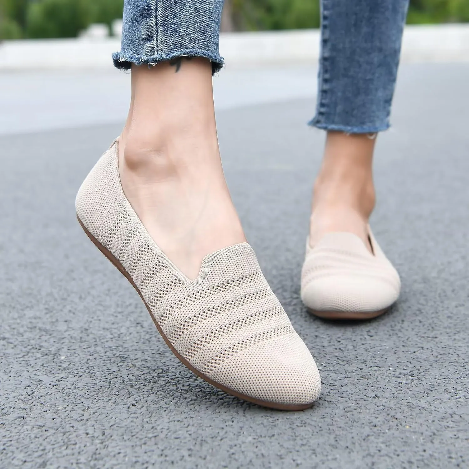 poemlady Women’s Ballet Flat Dress Knit Round Toe Slip On Ballerina Walking Shoes for Womam Casual Comfort Soft 22002