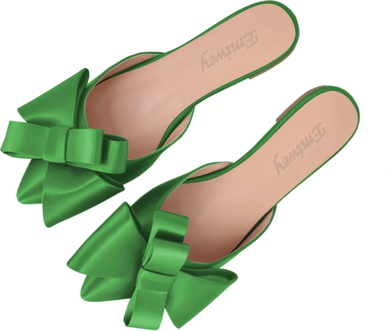 Pointed Toe Bow-Knot Flat Backless Slip On Slide Mules for Women