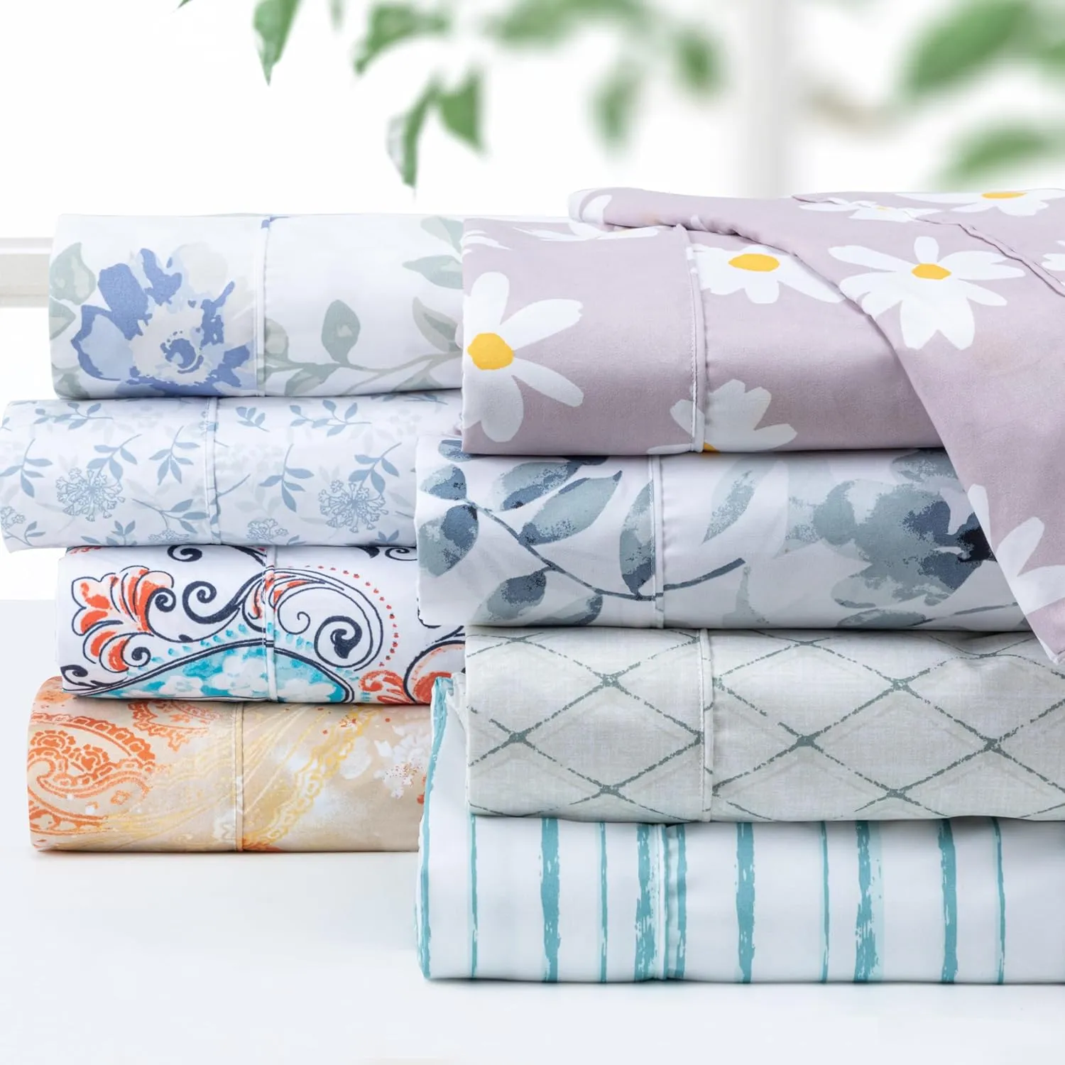 Pointehaven Bedding Queen Bed Sheet Set- 4 Pieces Bedding- 100% Polyester Microfiber- Super Soft Easy Care Bed Linen Set - Breathable, Deep Pockets, Extra Soft (Queen Floral Vine)