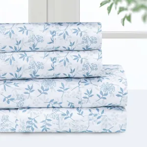 Pointehaven Bedding Queen Bed Sheet Set- 4 Pieces Bedding- 100% Polyester Microfiber- Super Soft Easy Care Bed Linen Set - Breathable, Deep Pockets, Extra Soft (Queen Floral Vine)