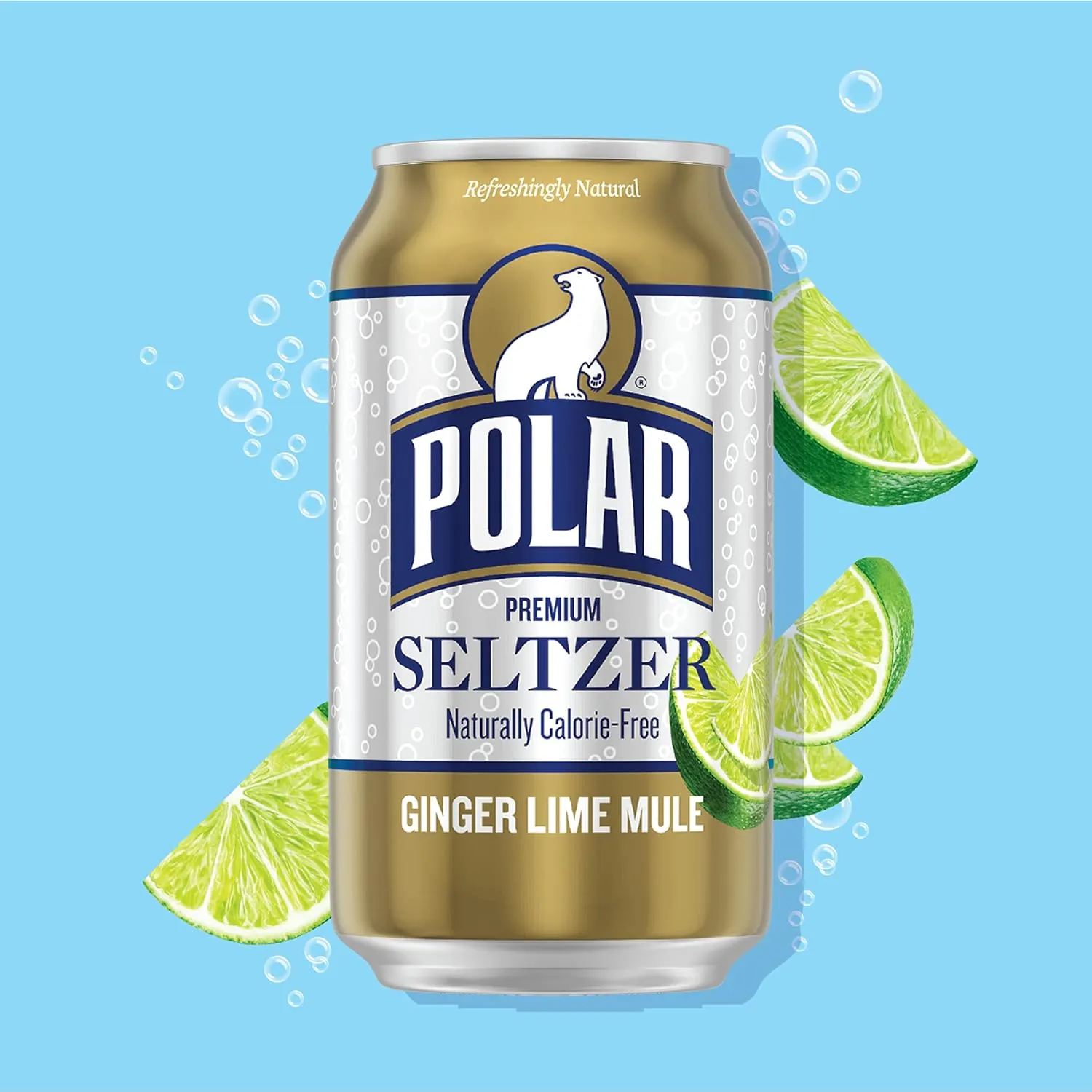 Polar Seltzer Water Ginger Lime Mule, 12 fl oz cans, 24 Count (3 Packs of 8)